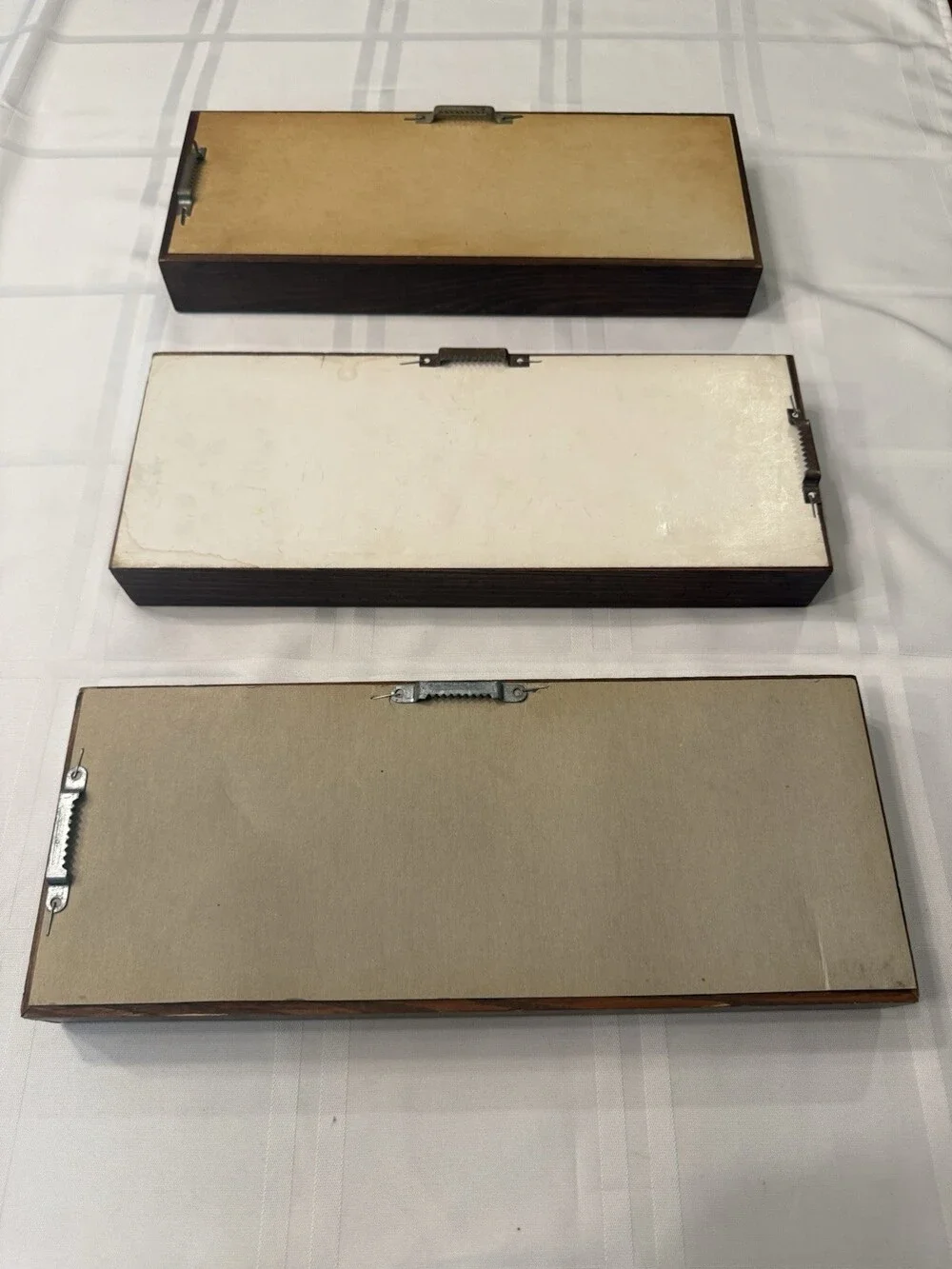 Vintage MCM Solid Wood Gallery Wall Mirrors Triple Set Tiered Molding 13x5x1 3/4